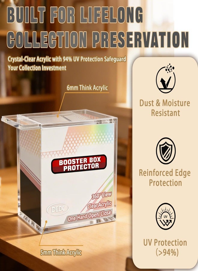 DEDC Sliding Lid Acrylic Booster Box Case UV Resistant Dustproof Protector Compatible with TCG Booster Box Crystal Clear Heavy Duty Storage Case for Game Card Collector Inner 3.1x4.8x5.4in - Image 5